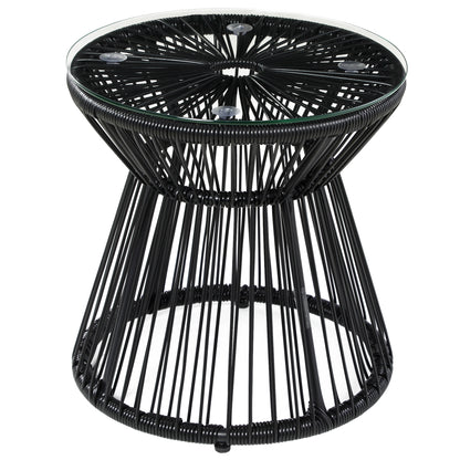 Outsunny Mesa De Jardín De Ratán Sintético Con Marco De Metal Ø40x42 Cm Negro_0