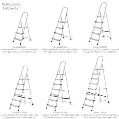 Contera Escaleras Aluminio Oryx Trasera, De 3 A 8 Peldaños