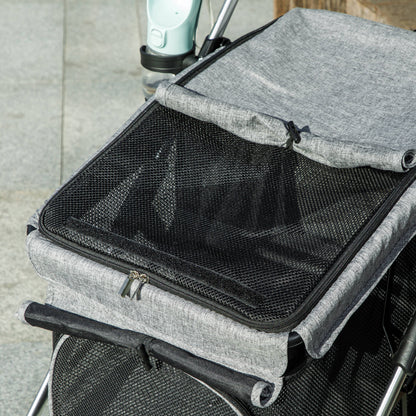 Pawhut Cochecito Para Perros Plegable Con Cojín Lavable 80x48,5x106 Cm Gris_3