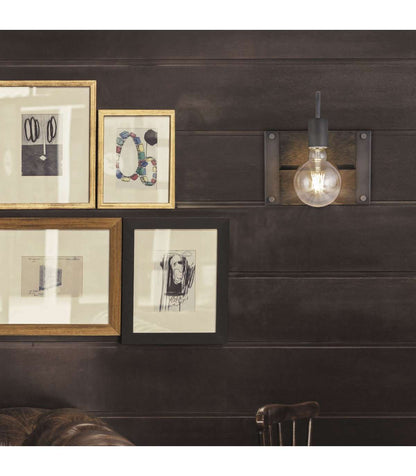 Aplique De Pared Modelo Hugo Acabado Plata Envejecida Y Madera 22 Cm(alto) 23 Cm(ancho) 13 Cm(fondo_2