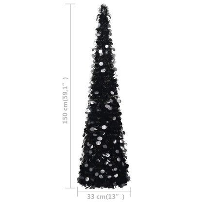 Vidaxl Árbol De Navidad Artificial Emergente Pet Negro 150 Cm_4