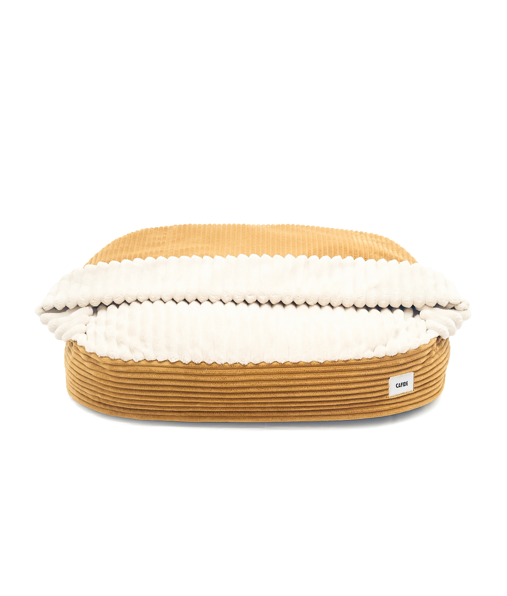Cafide Cama Con Capucha Para Perro Con Tejido De Pana Naranja. Modelo Maso. Talla S (50x60x10 Cm)_0