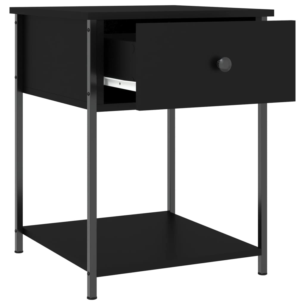 Mesita De Noche Madera De Ingeniería Negra 44x45x58 Cm_3