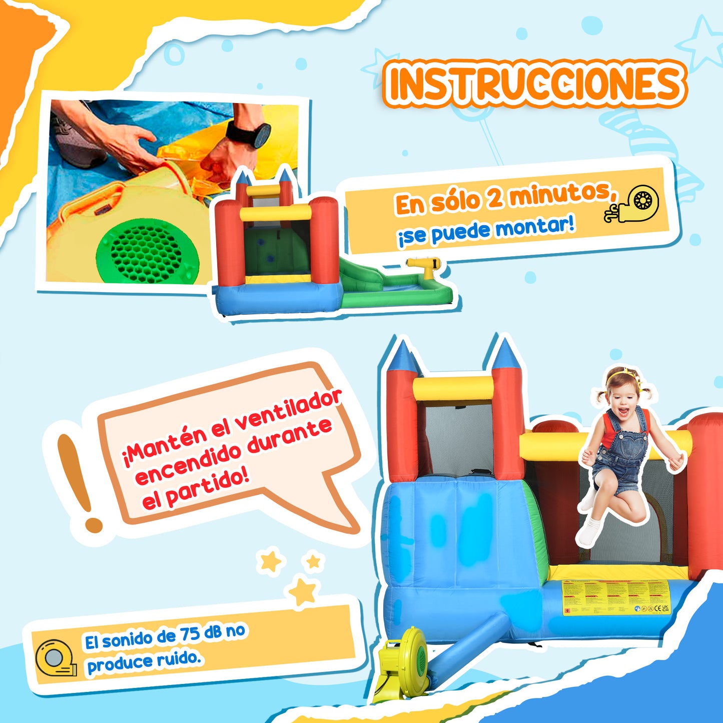 Outsunny Castillo Hinchable Para Niños +3 Años 330x245x215 Cm Multicolor_5
