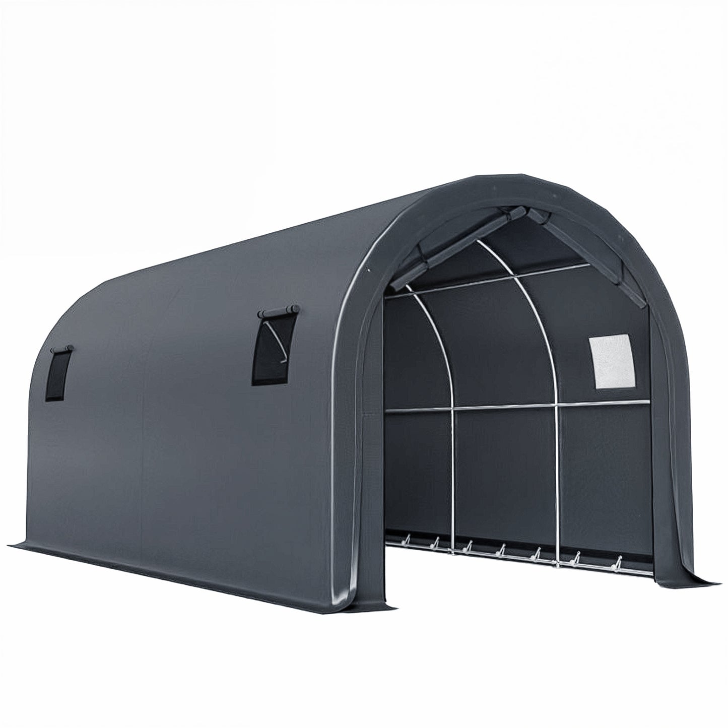 Outsunny Carpa Garaje 3x6 M Impermeable Con Puerta Enrollable Y Ventanas Gris_0