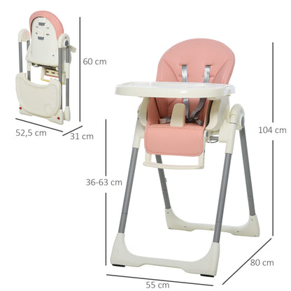 Homcom Trona Para Bebé Evolutiva Plegable De +6 Meses Altura Ajustable Ruedas Y_2