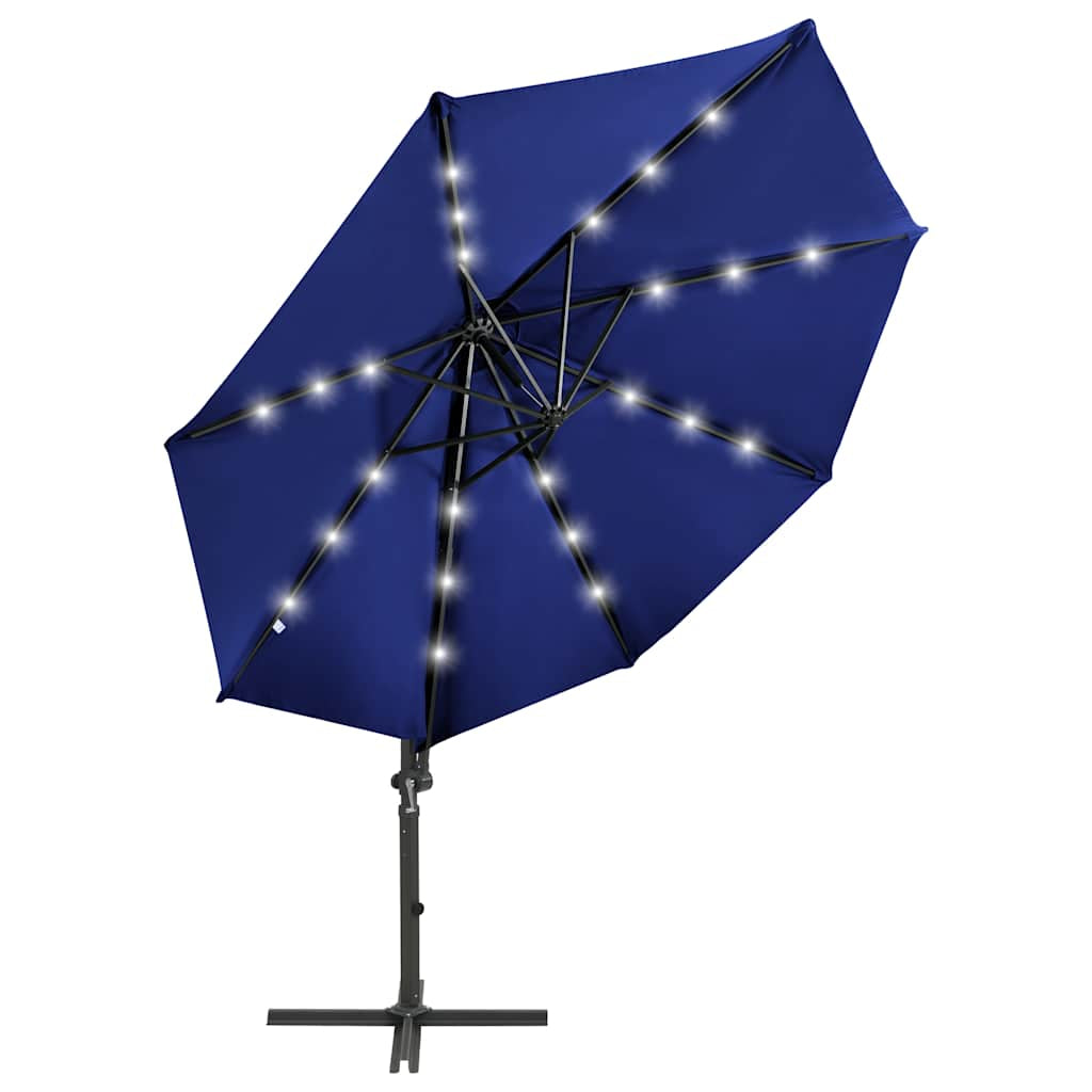 Vidaxl Sombrilla Jardín Voladiza Palo Y Luces Led Azul Celeste 300 Cm_4
