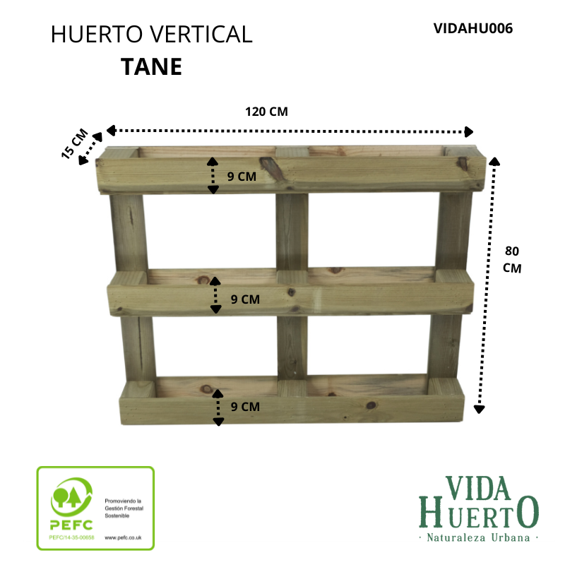 Huerto Urbano Pared Tane Estilo Palet Vidahuerto 120x15x80 Cm._2