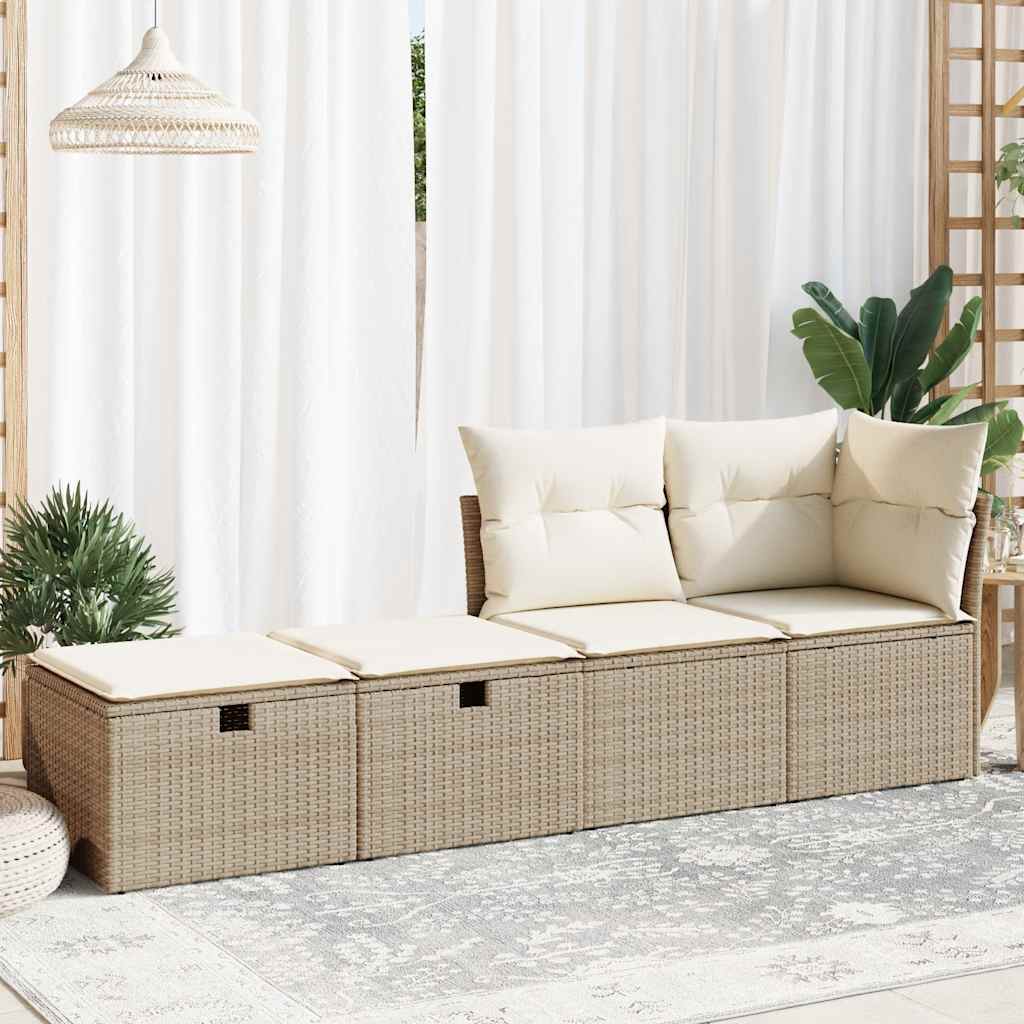 Set Sofás Jardín Y Cojines 2 Pzas Ratán Sintético Acacia Beige / Vetonek_3
