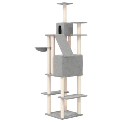 Vidaxl Rascador Para Gatos Con Postes De Sisal Gris Claro 201 Cm_4