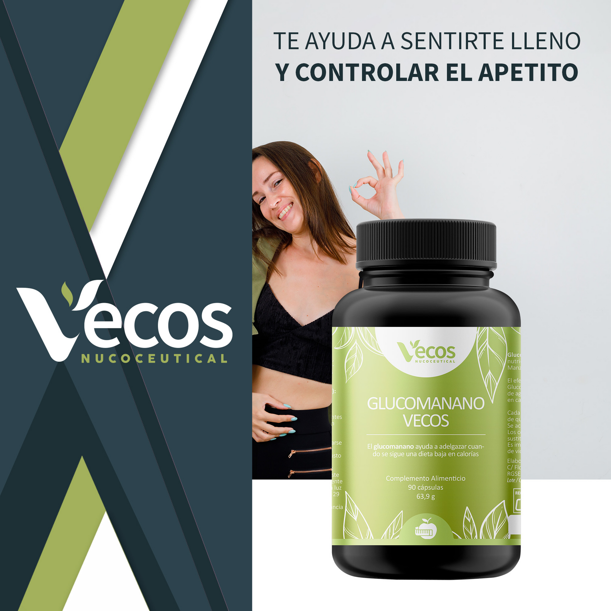 Glucomanano Vecos 90 Cápsulas | Saciedad Y Control Del Apetito_1