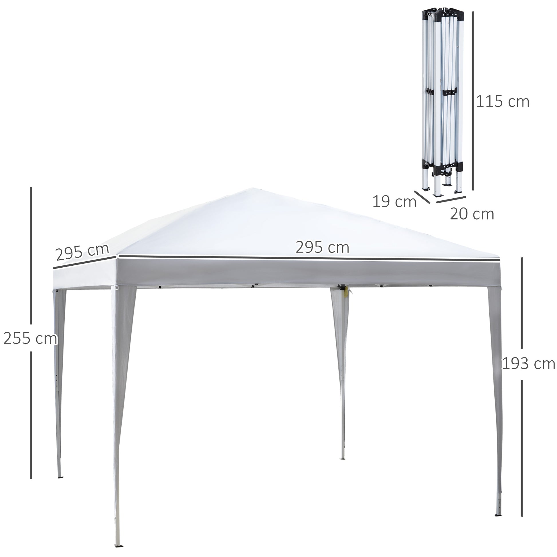 Outsunny Carpa Plegable 3x3 M Con Bolsa Altura Ajustable Blanco Plata_2