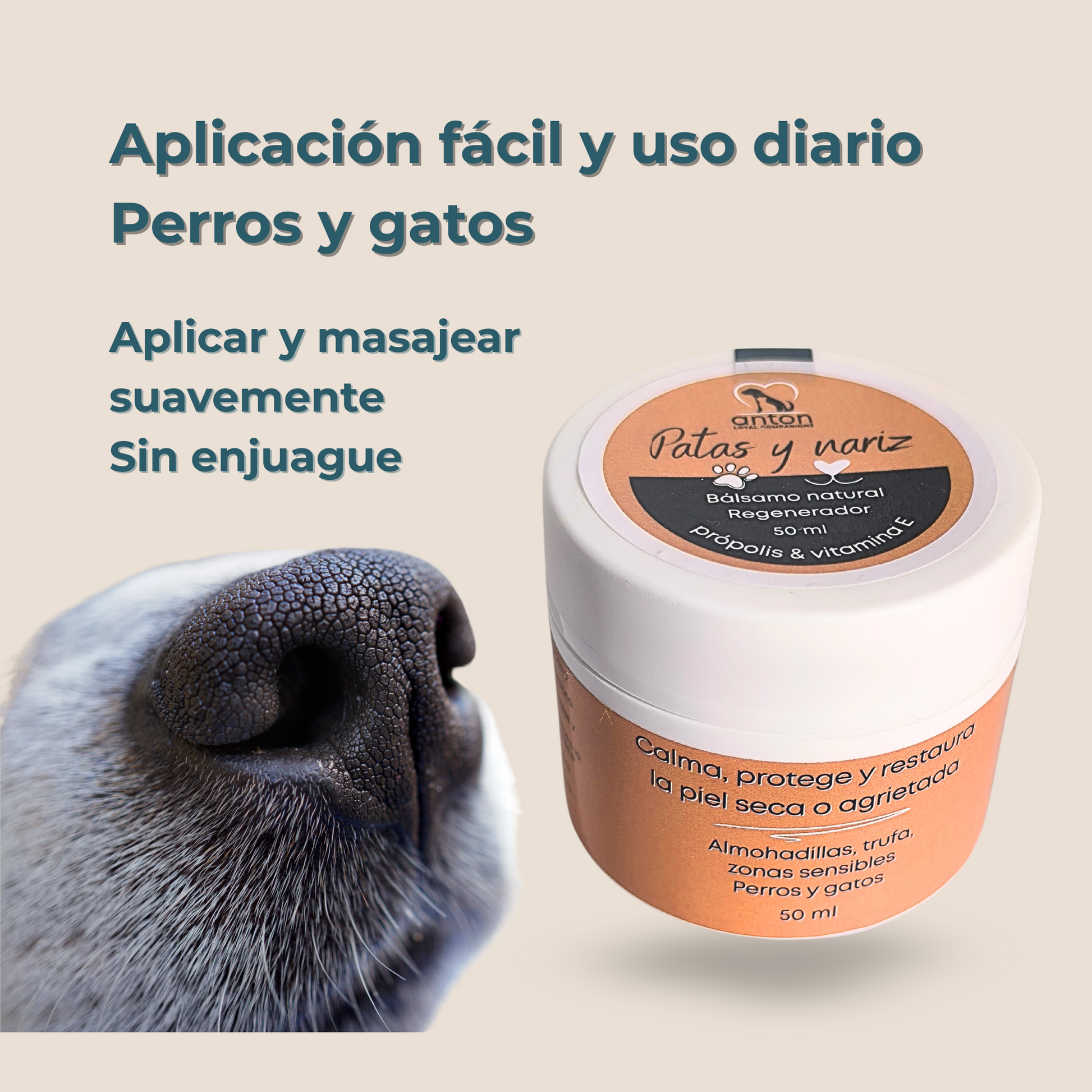 Bálsamo natural para almohadillas y nariz de perros y gatos – Protector hidratante 50 ml