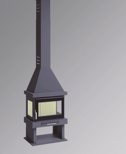 BRICOSOL Chimenea de leña frontal FM Modelo C-300 TK Con Turbina, Vermiculita, Cristal Serigrafiado_0