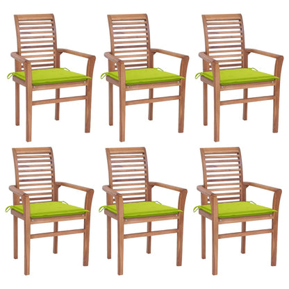 Vidaxl Sillas De Comedor 6 Uds Madera Teca Con Cojines Verde Brillante_0