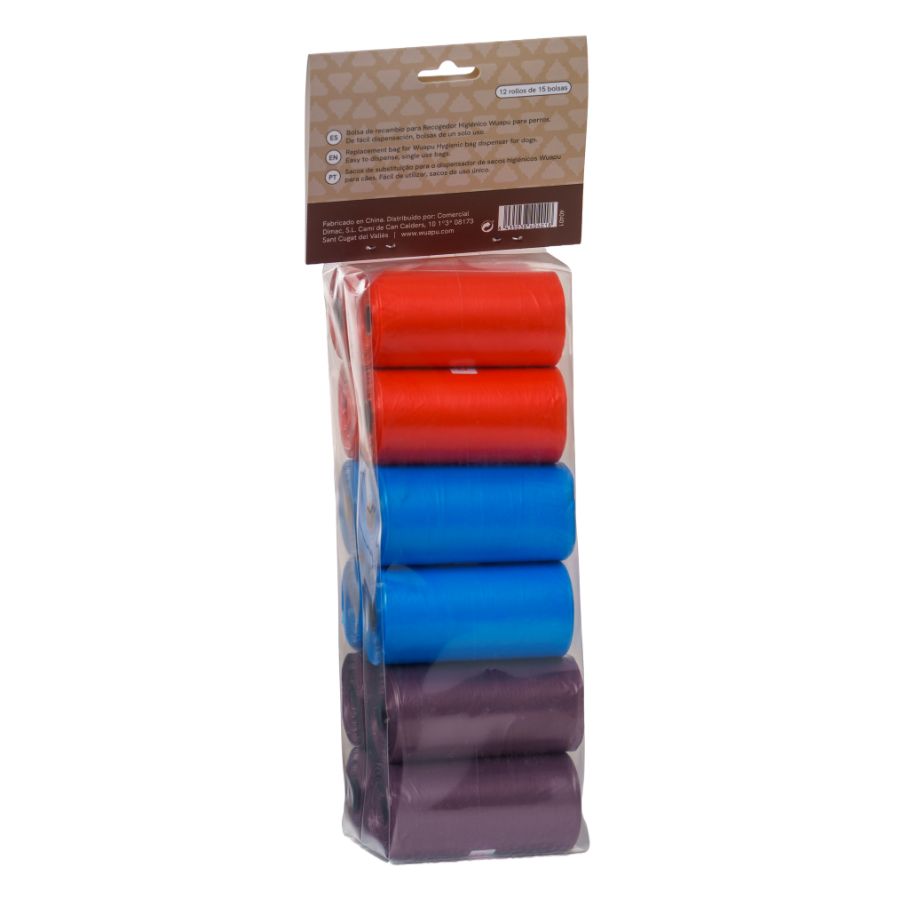 Pack 12 Rollos Colores Variados De Bolsas Higiénicas Recoge Excrementos De Perro. Rollo De 15 Bolsas_1