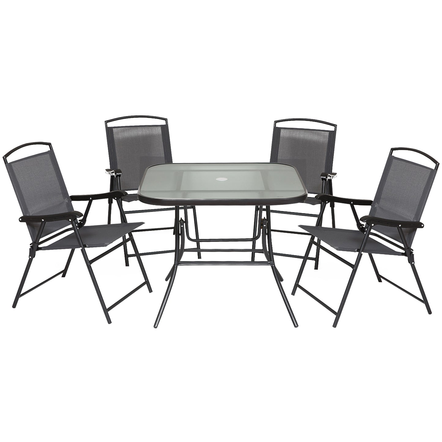 Outsunny Outdoor Juego De Comedor De Jardín De 5 Piezas Sillas Y Mesas Plegables_0