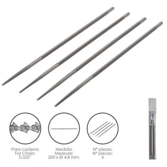 Limas Cadena Motosierra 200 X Ø 4.8 Mm. 0.325 (pack 4 Piezas)