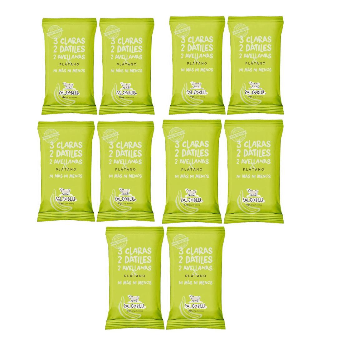 Embalagem de 10 barras energéticas PaleoBull com tâmaras, avelãs e banana, 50 g