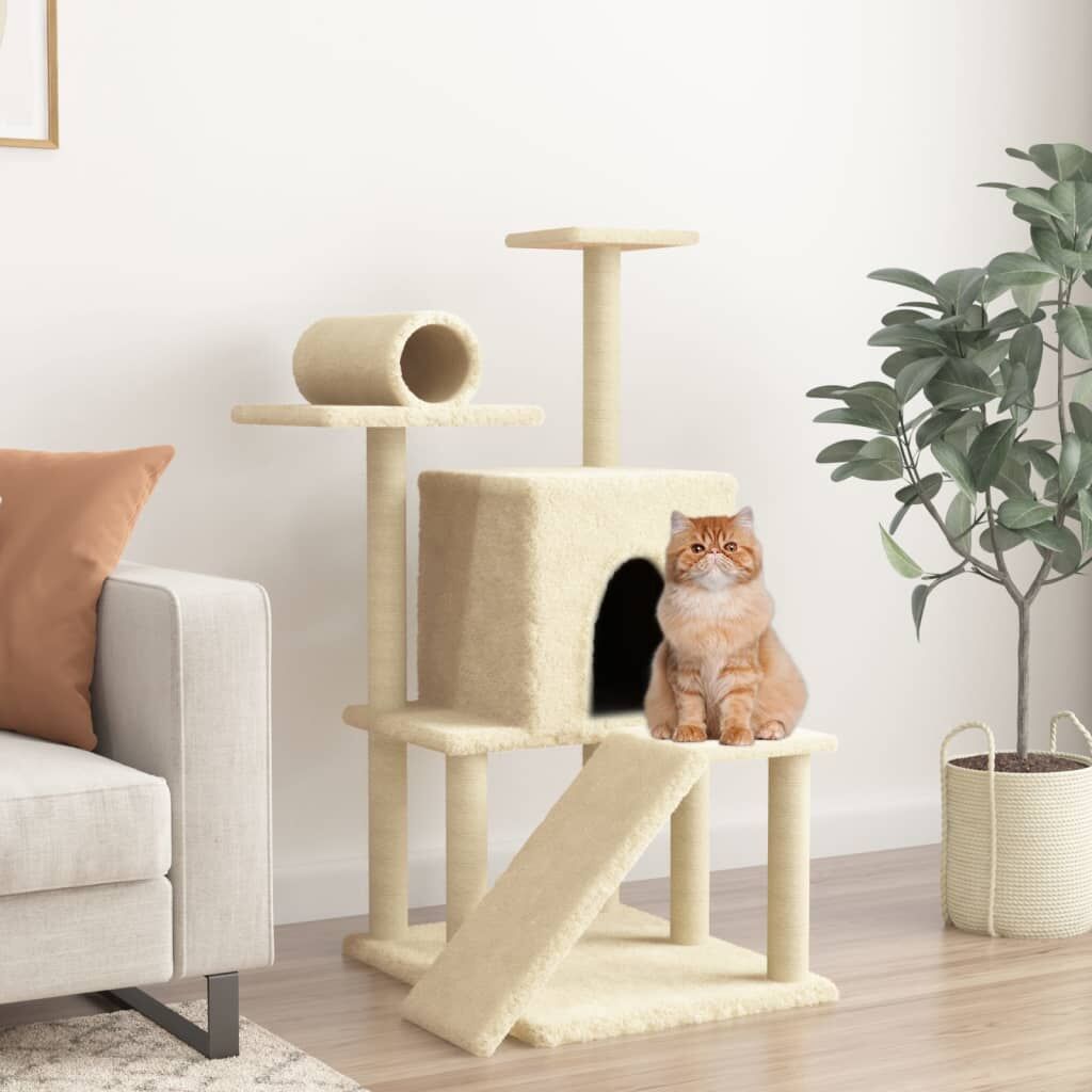 Vidaxl Rascador Para Gatos Con Postes De Sisal Color Crema 110,5 Cm_1