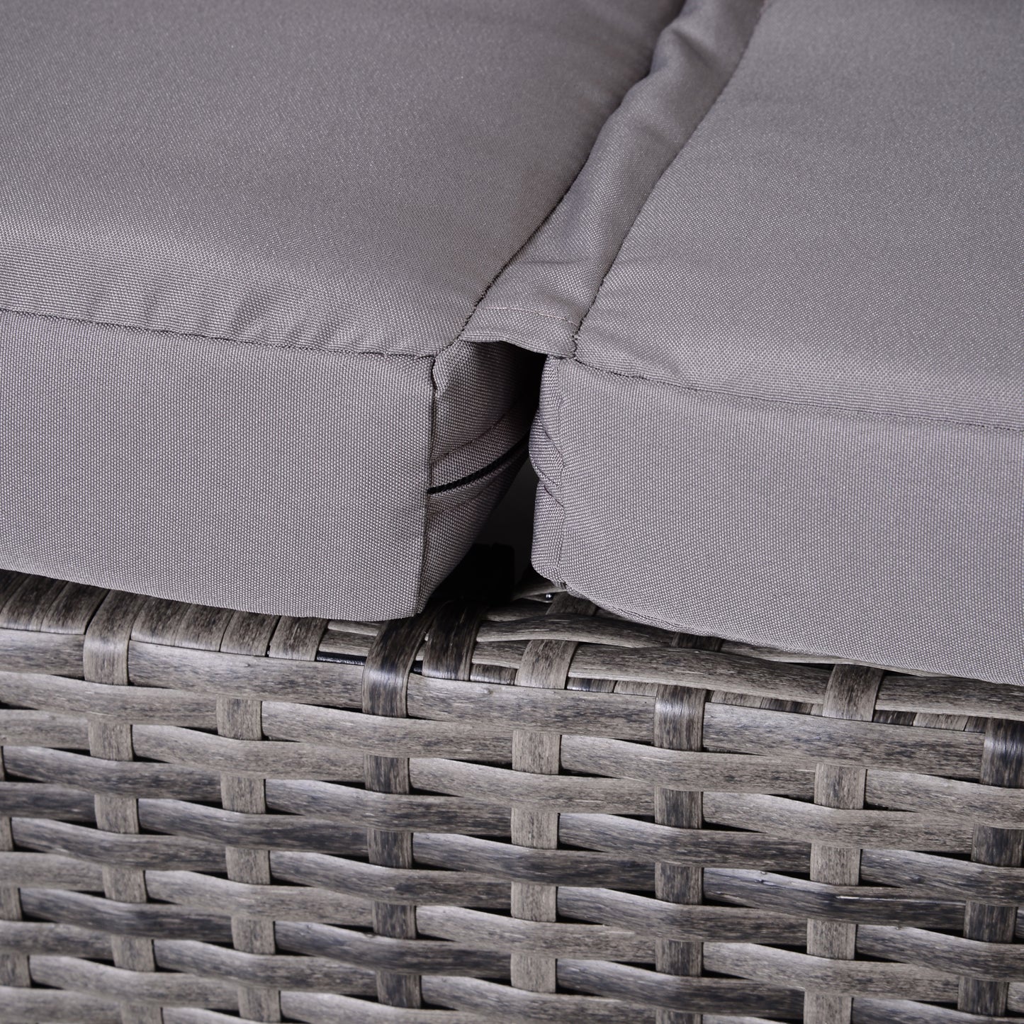 Outsunny Conjunto De Sofás De Ratán 3 Piezas Almacenaje Respaldo Ajustable Gris_4