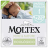 Fraldas T1 (2-5kg) Moltex Pure & Nature, 22 Unidades