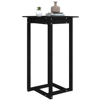 Mesa Alta De Bar Madera Maciza De Pino Negro 60x60x110 Cm_3