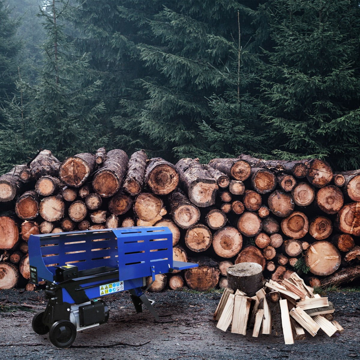 Cortadora De Troncos De 5t Para Madera 3l Motor Eléctrico Hidráulico De 2000w_1