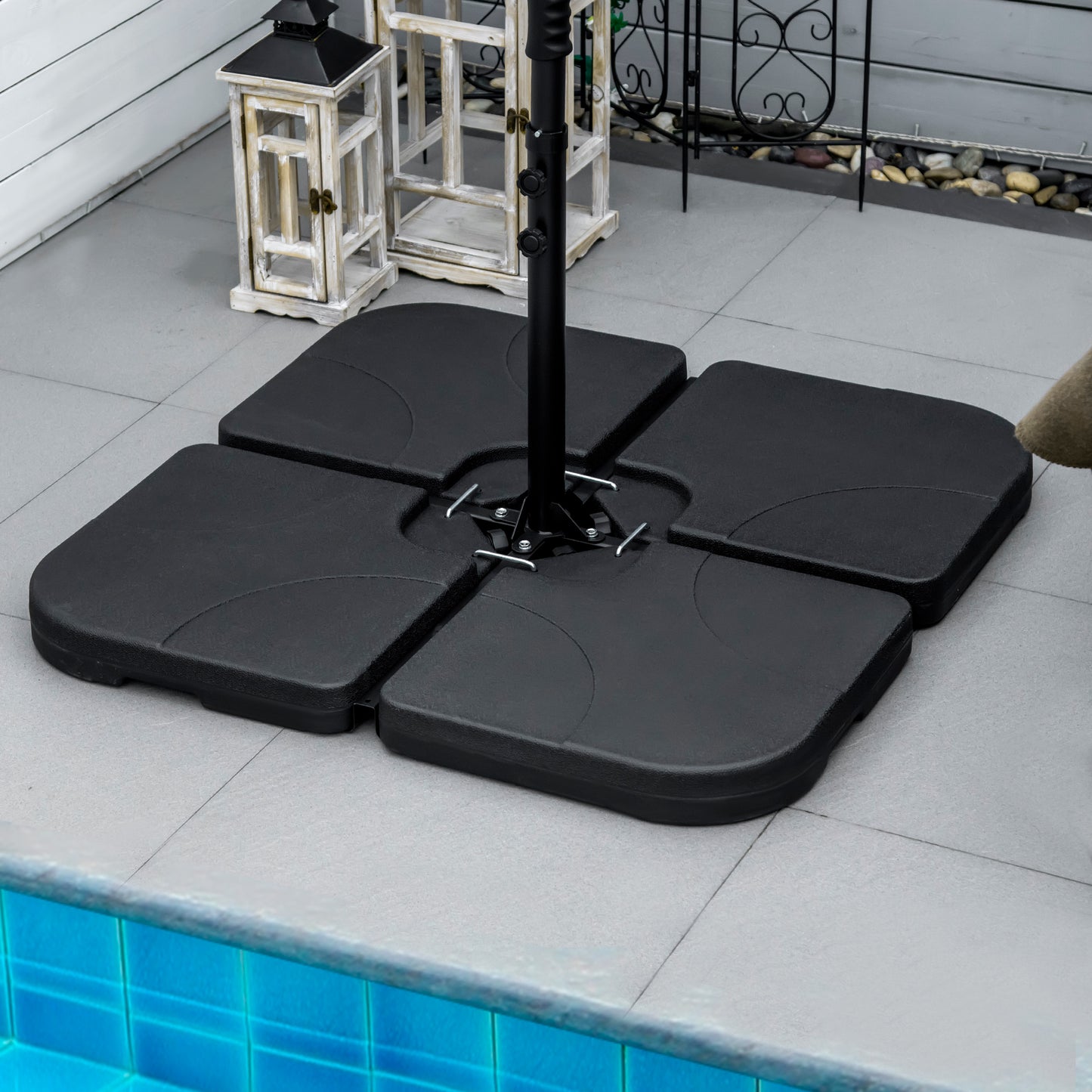 Outsunny Peso Para Base De Sombrilla De 4 Piezas Para Base Cruzada Negro_1
