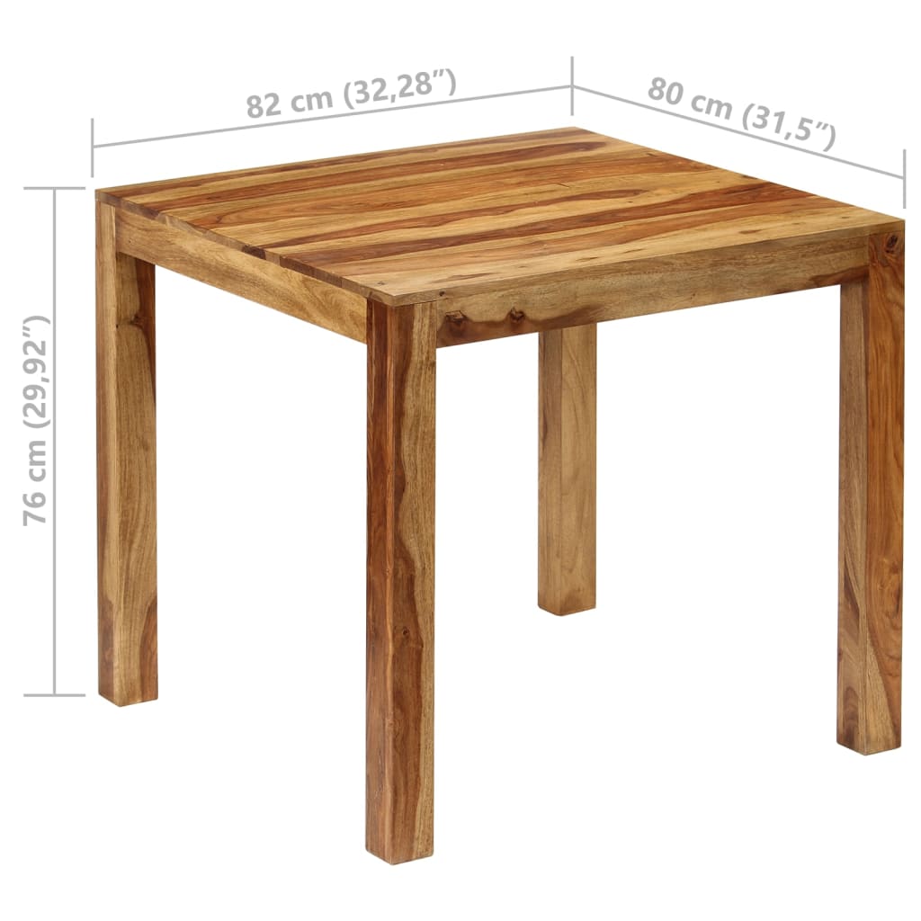 Mesa De Comedor De Madera Maciza De Sheesham 82x80x76 Cm_3