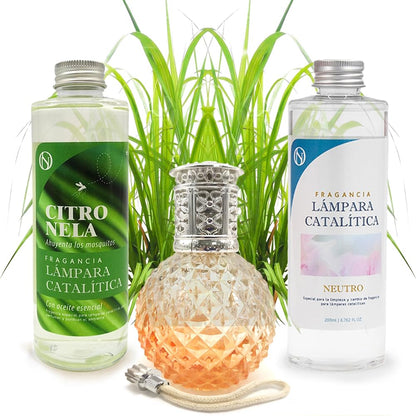 Pack Ahorro Lámpara Catalítica Orange Diamonds + Fragancia Citronela 500ml + Limpiador Neutro 200ml + Mecha De Repuesto_0
