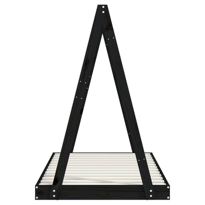 Estructura De Cama Para Niños Madera De Pino Negro 80x160 Cm / Vetonek_1