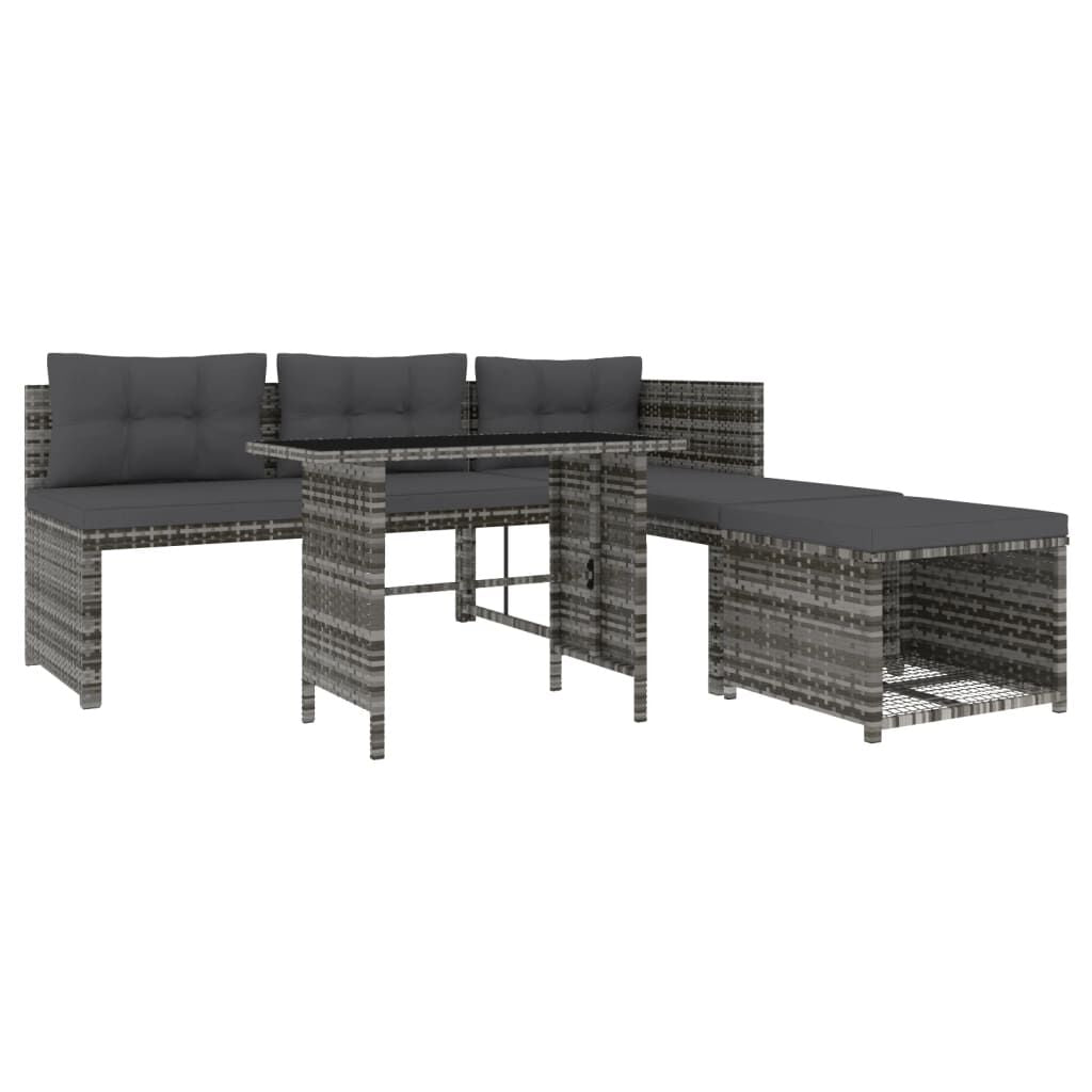 Vidaxl Juego De Comedor De Jardín 4 Piezas Con Cojines Ratán Pe Gris_0