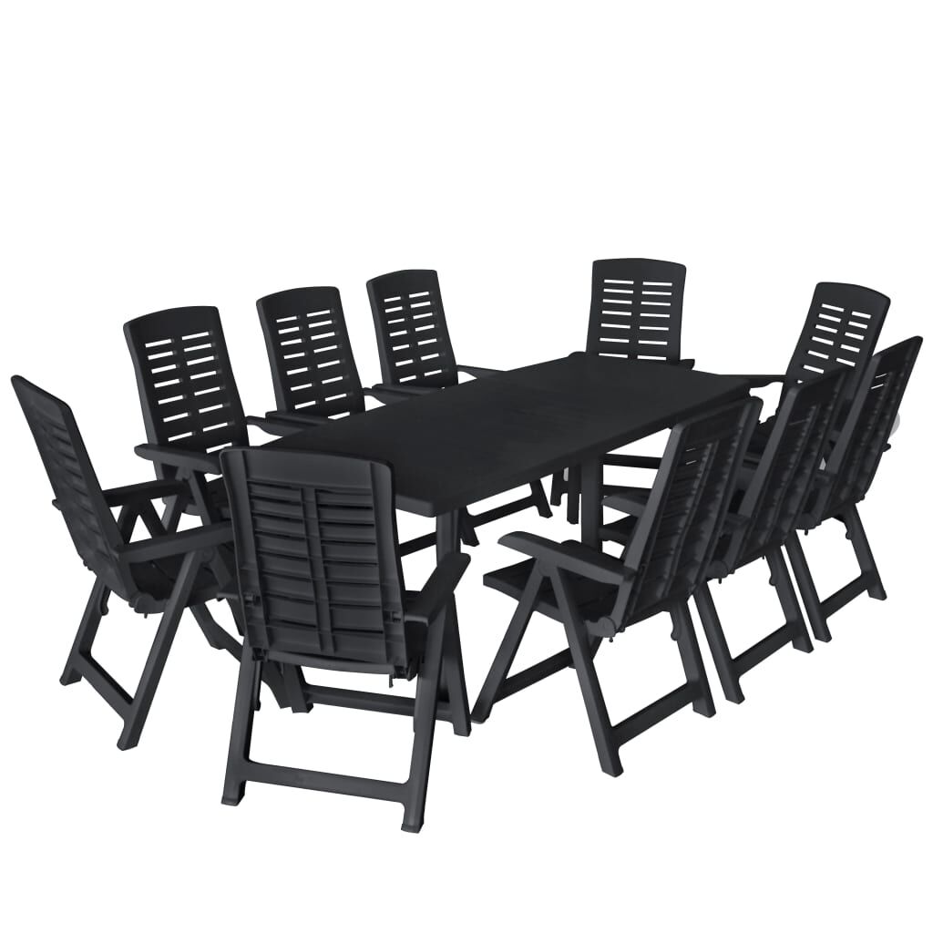 Vidaxl Conjunto De Comedor De Jardín 11 Piezas Plástico Gris Antracita_0