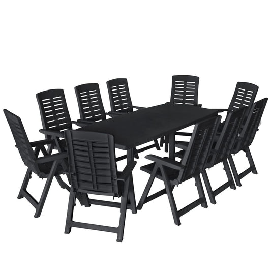 Vidaxl Conjunto De Comedor De Jardín 11 Piezas Plástico Gris Antracita_0