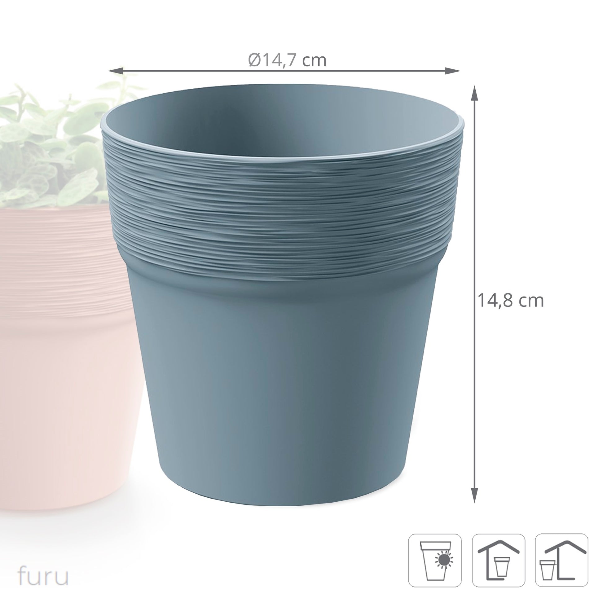 Maceta Furu , Dimensiones (mm) 147x147x148, Color Gris Claro_1