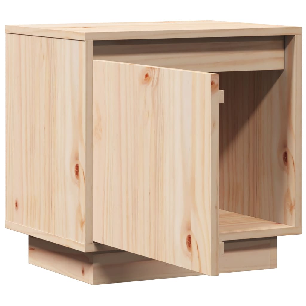 Mesita De Noche De Madera Maciza De Pino 40x30x40 Cm_3