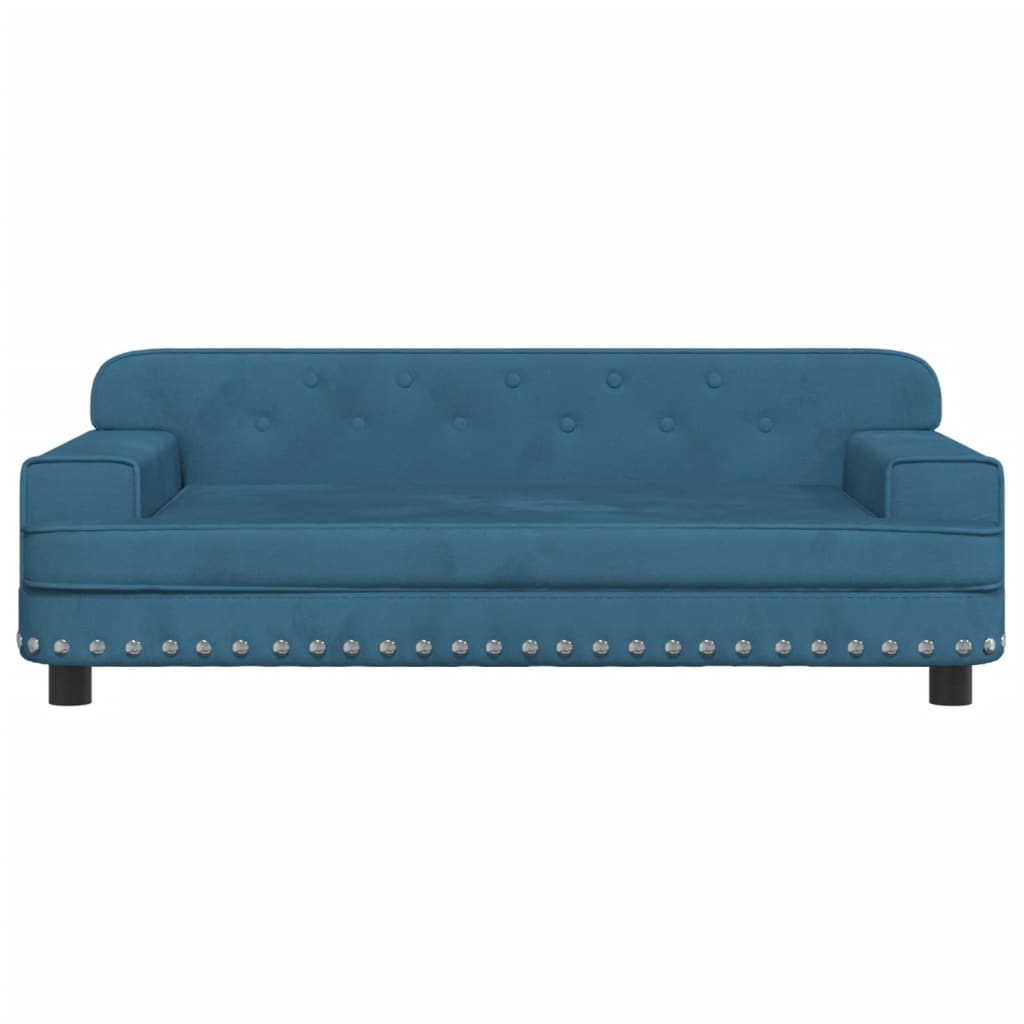 Cama Para Perros De Terciopelo Azul 90x53x30 Cm / Vetonek_3