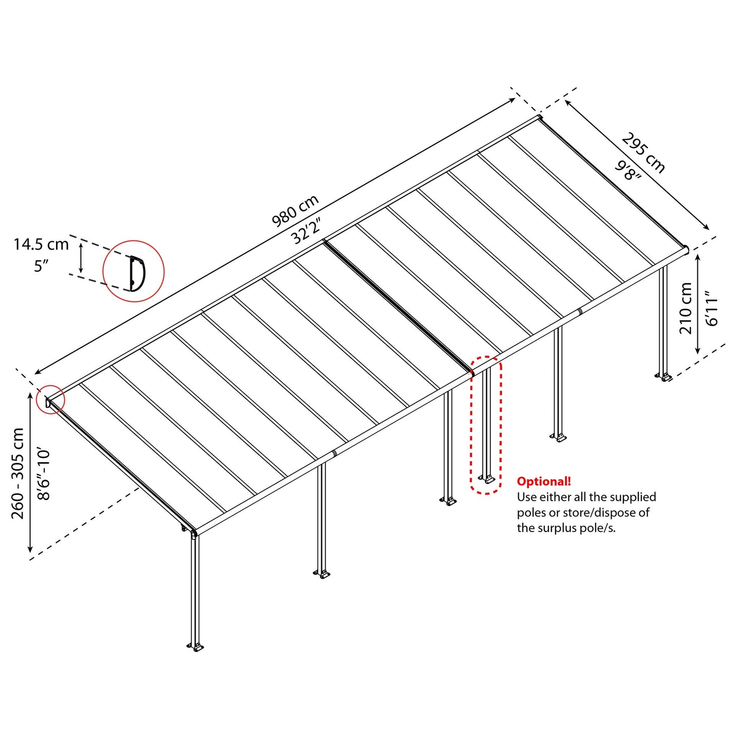 Pérgola anexa Olympia 980x294 branca 