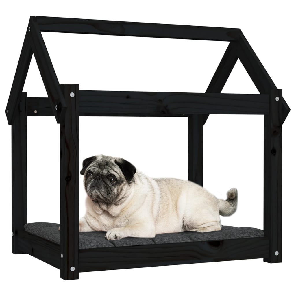 Vidaxl Cama Para Perros Madera Maciza De Pino Negro 71x55x70 Cm_3