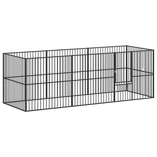 Corralito Para Perros Con 8 Paneles Acero Galvanizado Negro_0