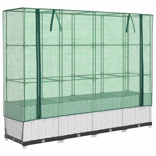 Arriate Con Cubierta Invernadero Aspecto Ratán 160x40x138 Cm_0