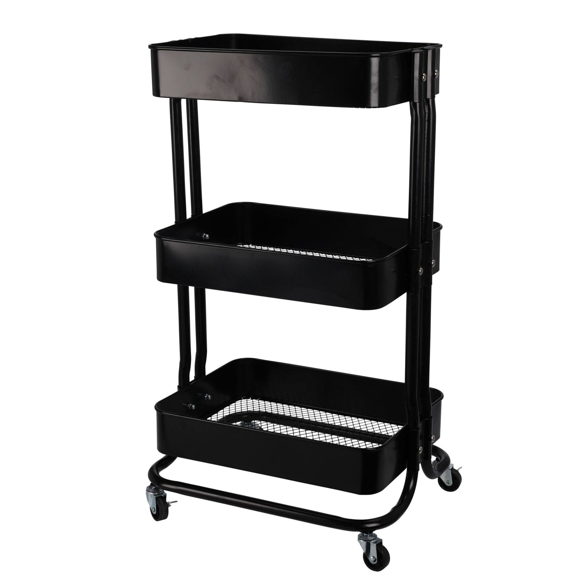 Carro De Cocina De Hierro Negro Con Ruedas Y 3 Cajones - Well Home_0