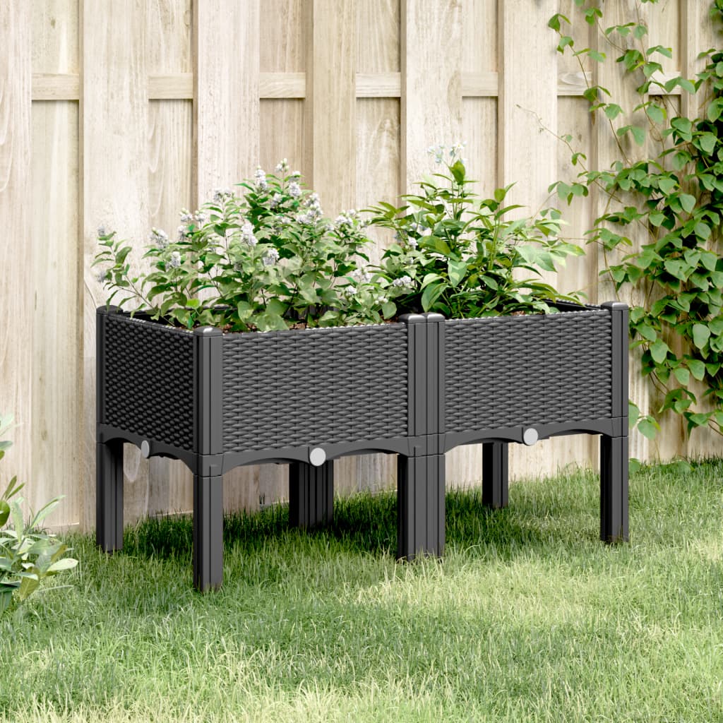 Jardinera Con Patas Pp Negro 80x40x42 Cm_1