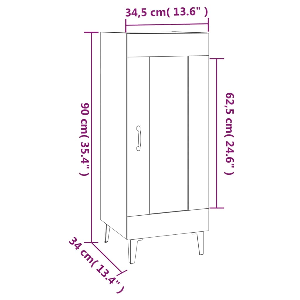 Aparador Madera Contrachapada Color Roble Sonoma 34,5x34x90 Cm / Vetonek_5