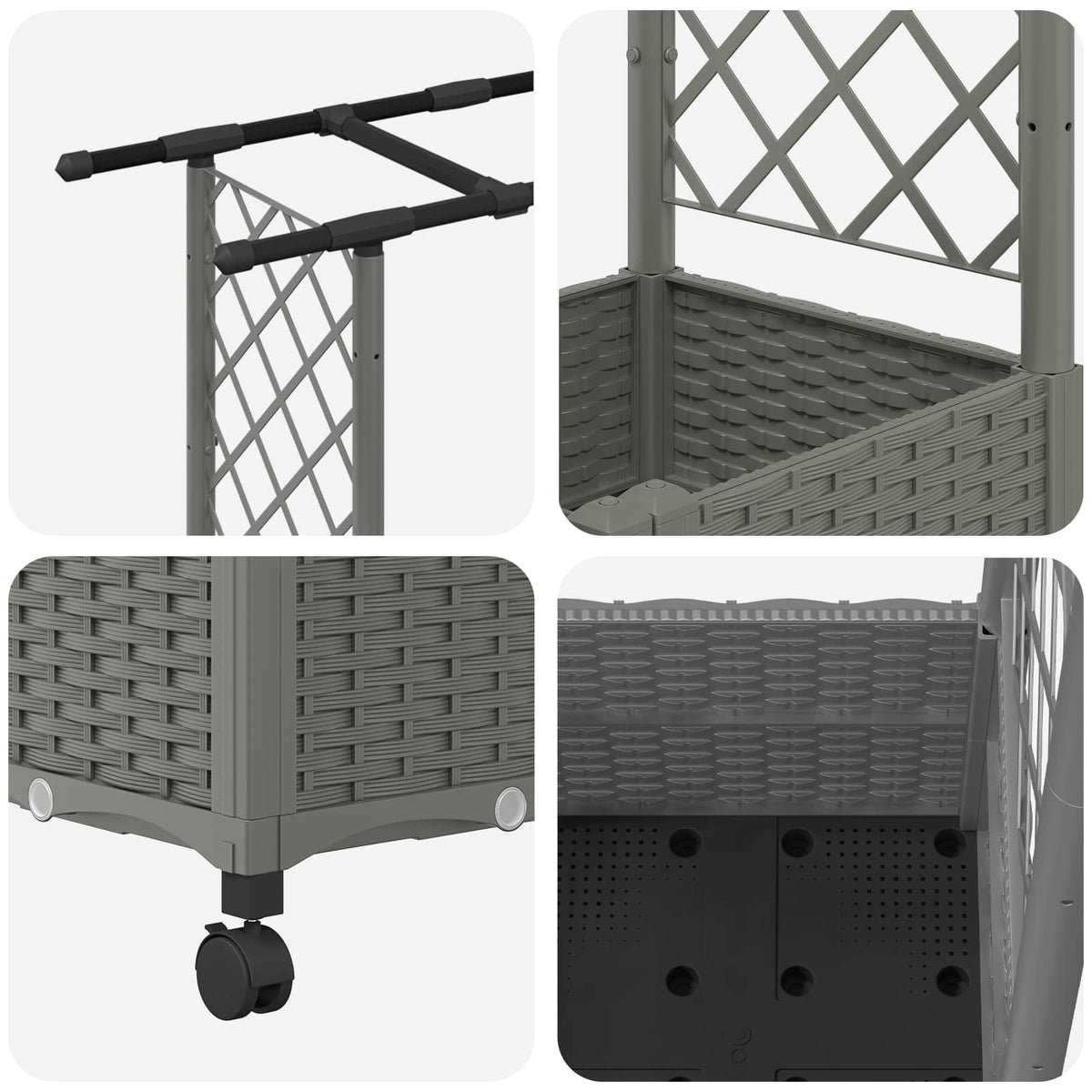 Cama Elevada Con Trellis Y Techo Gris Claro 124,5 X 40 X 142 Cm_5