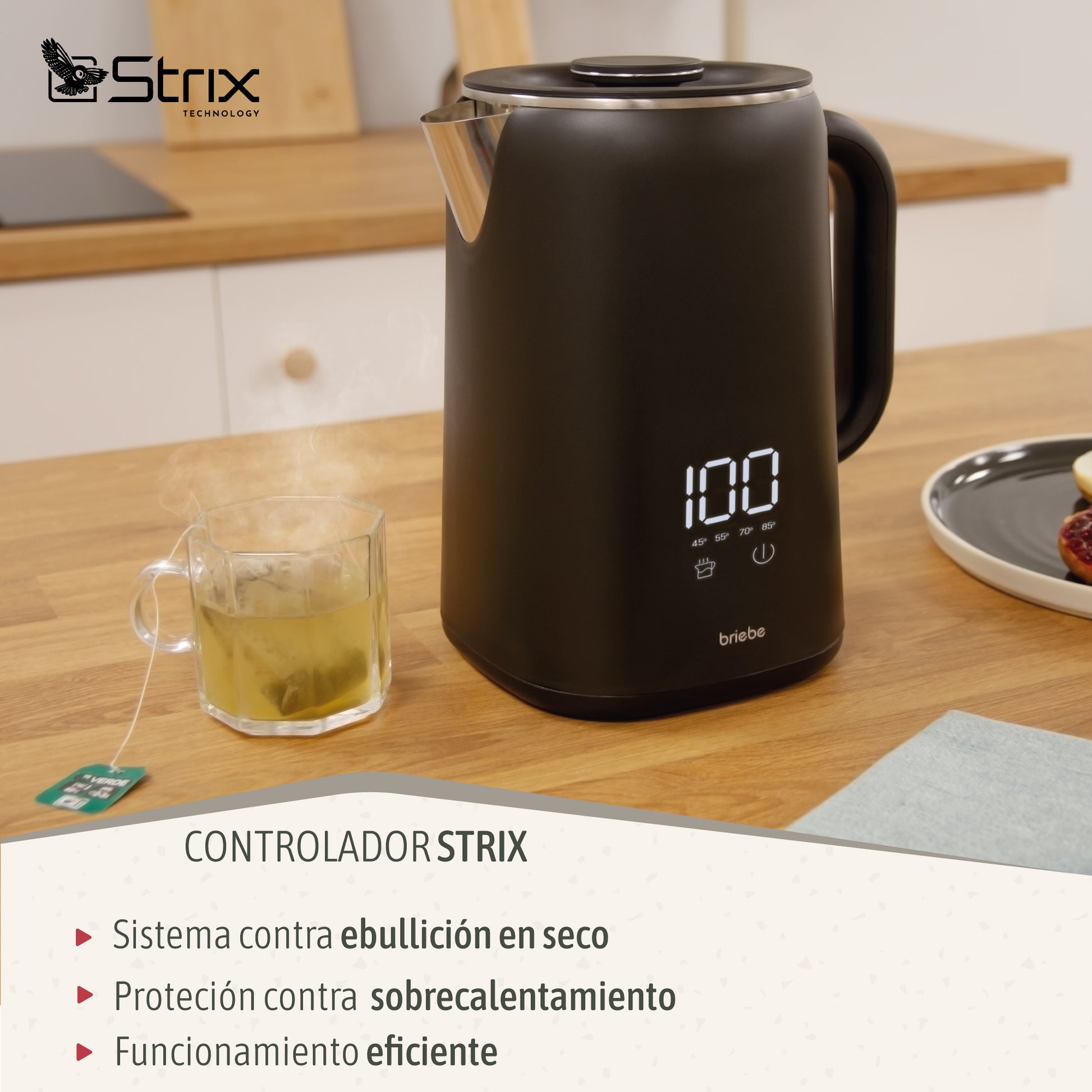 Briebe I-black Hervidor Agua Eléctrico 1,7lregulador De Temperatura Digital 45°c A 100°c, Libre De Bpa, Kt1175blk_5