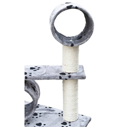 Vidaxl Poste Rascador De Gatos Deluxe Con Huellas Patas Gris 230-260cm_3