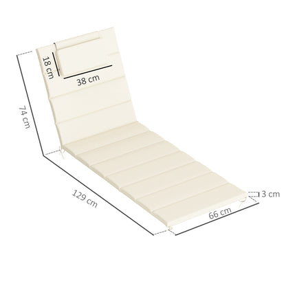 Outsunny Pack 2 Cojines Para Tumbonas Plegables 203x66x3 Cm Con Reposacabezas_2