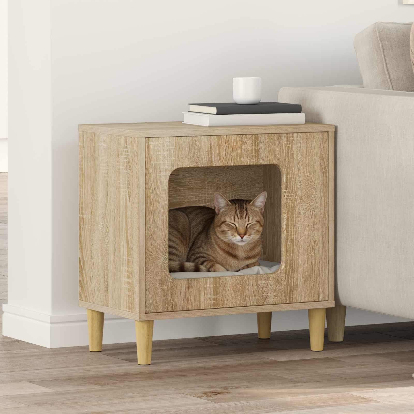 Casa Para Gatos Sonoma 51 X 30 X 52 Cm Madera De Ingeniería_1